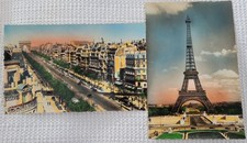 2 Unused, True Antique, Hand Tinted Lithograph Post cards, Iconic Paris 1907-15 picture