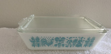1959-1967 VINTAGE PYREX TURQUOISE BUTTERPRINT 503 REFRIGERATOR DISH w LID picture