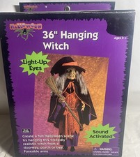 NOS NEW VTG  Halloween Gemmy 2001  36” Hanging Witch Decoration Sound Activated picture