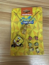 SpongeBob SquarePants Jewelry Set Necklace Earrings Pin Official Nickelodeon picture