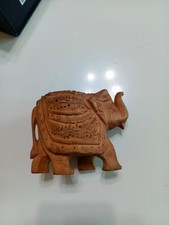 Hand-Carved Wooden Elephant Statue | Vintage Carved Wood picture