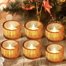 JOYIT Gold Votive Candle Holders, 6 Pack Glass Tealight Cups picture