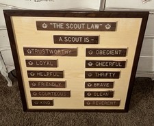 Vintage 1970s Boy Scouts Of America Sign The Scouts Law BSA Wood picture