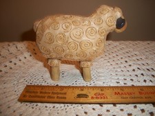 Blossom Bucket Suzi Skoglund Primitive Folk Art Large Sheep Lamb picture
