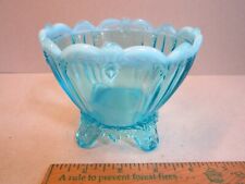 Aqua Blue Opalescent footed glass dish candy vintage 3 3/4