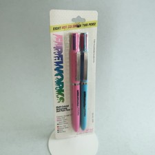 Vtg NIP Pentech Fireworks 4 Color Retractable Ball Point Pens Blue & Pink #23302 picture