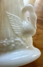 Vintage 6.5” Westmoreland Swan / Cat Tails Milk Glass Vase picture