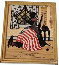 Antique Groat Oil Co Thermometer Plaque w Patriotic Silhouette Design Seymour WI picture
