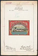 1874 Cutting Co Columbia River Packing Co Fresh Salmon Trademark Register picture