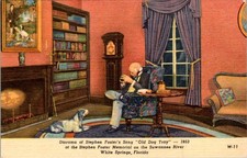 Stephen Foster Old Dog Tray Diorama PC 1950s Curteich Art-Colortone Information picture