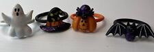HALLOWEEN NAPKIN HOLDER RINGS Set Of 4 Ghost Pumpkin Bat Witch Acrylic picture