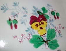 Antique 1890 William Guerin Pansy Flower Kaolin Porcelain Tray Limoges France picture