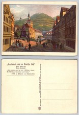 1932 Karlsbad Market Square Goethe Quote Postcard Germany City Museum picture