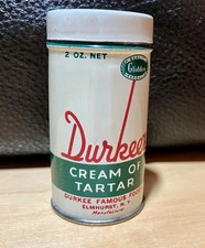 EUC VTG Durkee’s Cream of Tartar Circular Litho Tin 1930-40’s~No Rust-NEW YORK picture