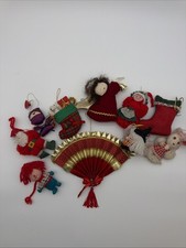 Vintage Christmas Ornaments Lot 10 Raggedy Andy Yarn Fabric VTG picture