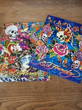 2x Lisa Frank Ed Hardy Spiral Notebook Colorful Butterfly Skull Tattoo Vtg Rare picture