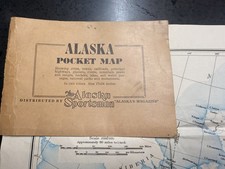 Alaska Pocket Map The Sportsman 1941 Map Of Alaska 24x17 Vintage Ketchikan picture