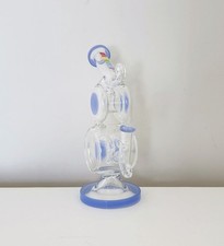 12 Inch Double Barrels Recycler Glass 14mm Hookah picture