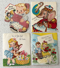 Vtg 1950s Greeting Cards Children's Christmas Easter Birthday Elephant Lot 4 picture