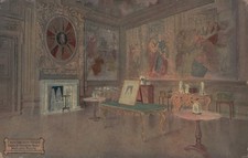 Vintage Midland Railway Postcard Chatsworth House Tapestry Room Derbyshire Engla picture