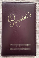 Vintage Rossini’s Italian Restaurant Menu - Burgundy Padded Leatherette Cover. picture