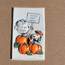 Vintage 1969 Hallmark Peanuts Great Pumpkin Linus Snoopy Switch Plate Cover RARE picture