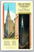 CHICAGO IL FIRST METHODIST EPISCOPAL CHURCH UNUSED unp vtg 6x4 Postcard B03 picture