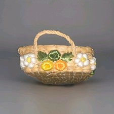 VNTG MCM Raffia/Wicker Burlap Lined Floral Carring/Server & FireKing Baking Dish picture