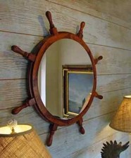Wall mirror Wall Hanging Captain 36'' Gaston Turcotte wooden Nautical ship wheel picture
