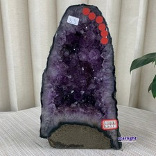 7LB Natural Amethyst Geode Quartz Crystal Cluster Cathedral Energy healing picture