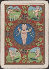 Playing Cards Single Card Old Antique Wide * FUMSUP Good Luck SWASTIKA Wishbone picture