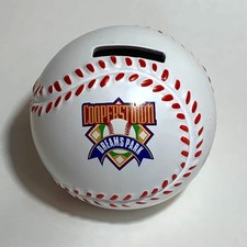 Cooperstown Dreams Park Piggy Money Bank Ceramic Coin White Baseball 4