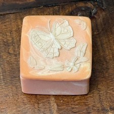 Pink Butterfly Resin Trinket Box Design Gift Jewelry Art Vintage 1984 picture