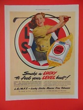1949 LUCKY STRIKE Smoke a Lucky Lady Golfer art print ad picture