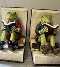 Anthropomorphic Frog Bookends 2~Mr. Toad Fairytale Toads Escape Figural Heavy 3D picture