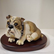 British Bulldog Coin Bank Hard Plastic Glass Eyes Vintage picture