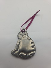 1990 Danforth Pewter Kitten Cat Ornament picture