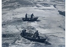 1929 Glass Plate Negative: Cutting Ice Charles River Lars Anderson Harvard Crew picture