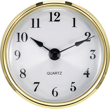 3-1/8 Inch (80 Mm) Quartz Clock Insert Fit-Up/Insert with Arabic Numeral, Gold T picture