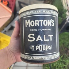 Vintage Morton's Salt Tin Canister When It Rains It Pours Reproduction 5x4 picture