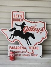 VINTAGE GILLEY'S PORCELAIN SIGN OLD PASADENA TEXAS DANCE CLUB HONKY TONK  24