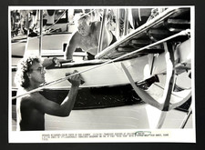 1990 Hollywood Marina FL Shirtless Boat Men Varnish Ships Vintage Press Photo picture