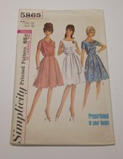 Simplicity's 1965 Dress Sew Pattern #5865 Size 12 picture
