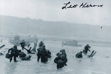 Leo Heroux Signed Autographed 4x6 Photo WWII D-Day Omaha Beach US Army Belgium picture