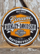 VINTAGE HARLEY DAVIDSON PORCELAIN SIGN GAS MOTORCYCLE BIKER DEALER SALES SERVICE picture
