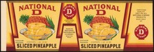NATIONAL D BRAND SLICED PINEAPPLE antique can label Boston Mass late 1920s picture