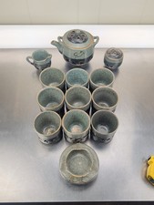 RARE Golden Horse Otagiri Tea Set Of 13 Somayaki Soma Ware Pottery Japanese VTG picture