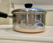 Vtg 1801 Revere Ware 2 Qt Copper Clad Pot & Lid. Rome, NY 100 % Seller picture