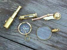 Nautical Gift Set Telescope, COMPASS MAGNIFIER,BOSUN WHISTLE,SAND TIMER HANDMADE picture