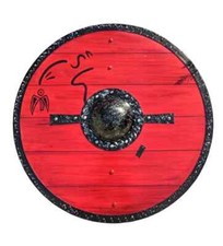 Medieval Warrior Shield Round Viking LARP Red Ragnar Cosplay Battle Shield 24